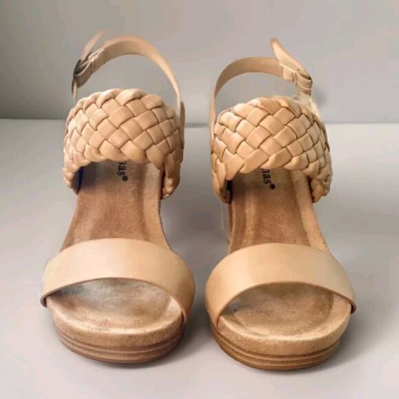 Pierre Dumas Morgen 3.5" Wedged Heel Braided Ankle Strap Women's Size 11 Taupe - Picture 2 of 5